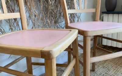 Duo de chaises bistrot rose clair